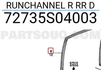Honda 72735S04003 RUNCHANNEL R RR D