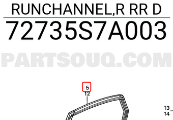Honda 72735S7A003 RUNCHANNEL,R RR D