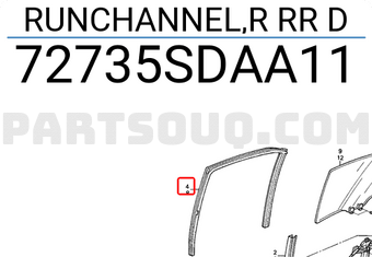 Honda 72735SDAA11 RUNCHANNEL,R RR D