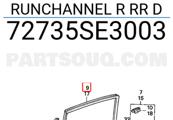 Honda 72735SE3003 RUNCHANNEL R RR D