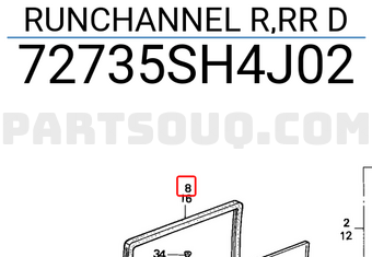 Honda 72735SH4J02 RUNCHANNEL R,RR D