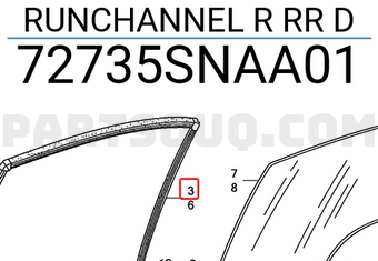 Honda 72735SNAA01 RUNCHANNEL R RR D
