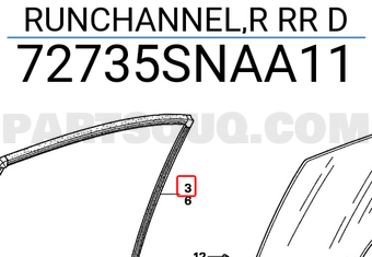 Honda 72735SNAA11 RUNCHANNEL,R RR D