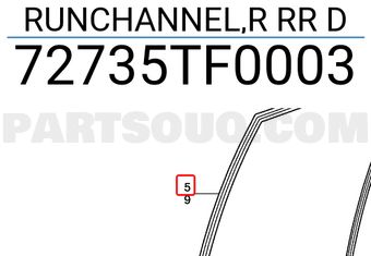 Honda 72735TF0003 RUNCHANNEL,R RR D