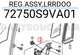 Honda 72750S9VA01 REG.ASSY,LRRDOO