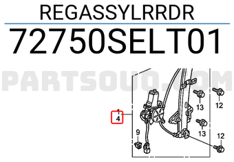 Honda 72750SELT01 REGASSYLRRDR