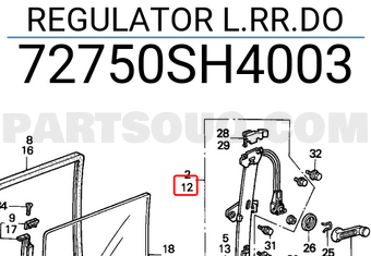 Honda 72750SH4003 REGULATOR L.RR.DO