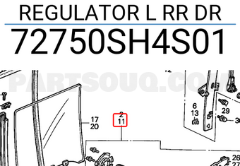 Honda 72750SH4S01 REGULATOR L RR DR
