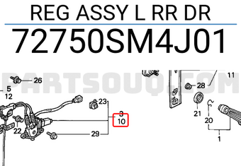 Honda 72750SM4J01 REG ASSY L RR DR
