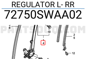 Honda 72750SWAA02 REGULATOR L- RR