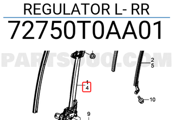 Honda 72750T0AA01 REGULATOR L- RR