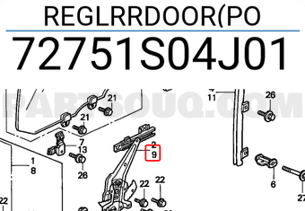 Honda 72751S04J01 REGLRRDOOR(PO