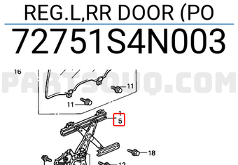 Honda 72751S4N003 REG.L,RR DOOR (PO