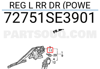 Honda 72751SE3901 REG L RR DR (POWE