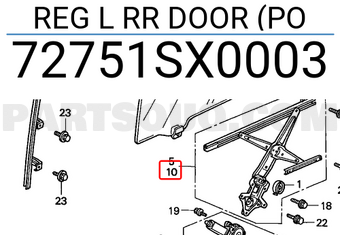 Honda 72751SX0003 REG L RR DOOR (PO