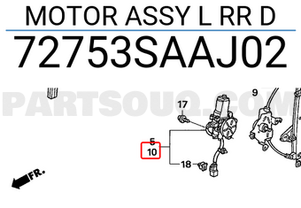 Honda 72753SAAJ02 MOTOR ASSY L RR D