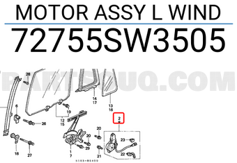 Honda 72755SW3505 MOTOR ASSY L WIND