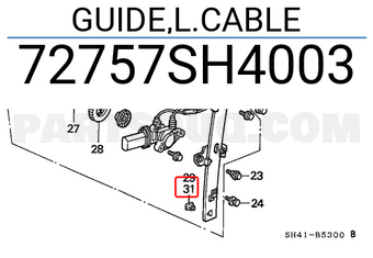 Honda 72757SH4003 GUIDE,L.CABLE