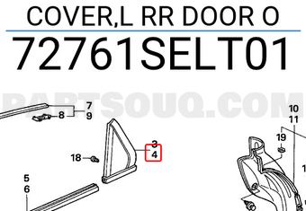 Honda 72761SELT01 COVER,L RR DOOR O