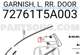 Honda 72761T5A003 GARNISH, L. RR. DOOR