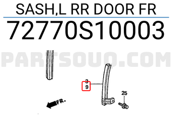 Honda 72770S10003 SASH,L RR DOOR FR