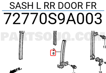 Honda 72770S9A003 SASH L RR DOOR FR