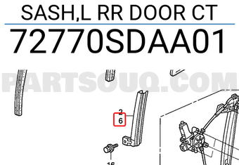 Honda 72770SDAA01 SASH,L RR DOOR CT