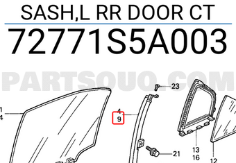 Honda 72771S5A003 SASH,L RR DOOR CT