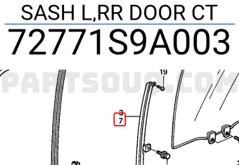 Honda 72771S9A003 SASH L,RR DOOR CT