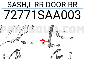 Honda 72771SAA003 SASH,L RR DOOR RR