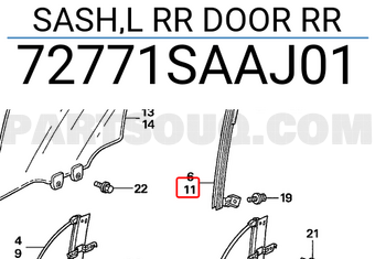 Honda 72771SAAJ01 SASH,L RR DOOR RR