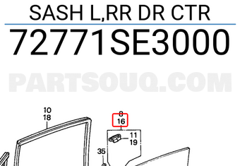 Honda 72771SE3000 SASH L,RR DR CTR