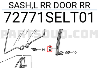 Honda 72771SELT01 SASH,L RR DOOR RR