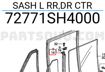 Honda 72771SH4000 SASH L RR,DR CTR
