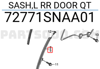 Honda 72771SNAA01 SASH,L RR DOOR QT