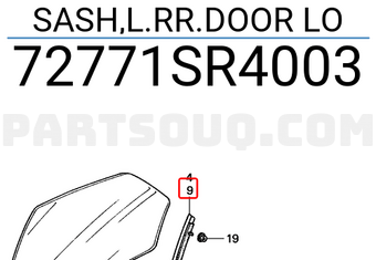 Honda 72771SR4003 SASH,L.RR.DOOR LO