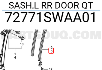 Honda 72771SWAA01 SASH,L RR DOOR QT