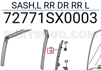 Honda 72771SX0003 SASH,L RR DR RR L