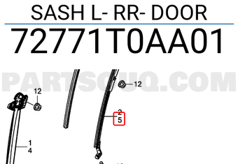 Honda 72771T0AA01 SASH L- RR- DOOR