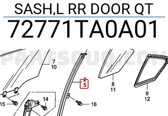 Honda 72771TA0A01 SASH,L RR DOOR QT