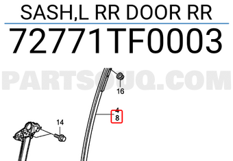 Honda 72771TF0003 SASH,L RR DOOR RR