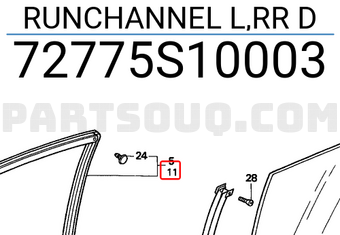 Honda 72775S10003 RUNCHANNEL L,RR D