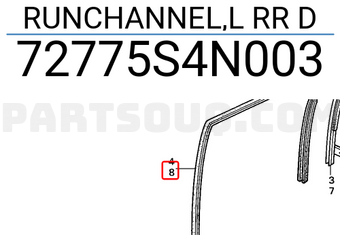 Honda 72775S4N003 RUNCHANNEL,L RR D