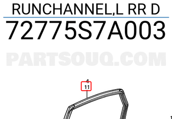 Honda 72775S7A003 RUNCHANNEL,L RR D