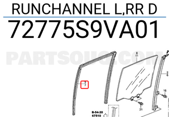 Honda 72775S9VA01 RUNCHANNEL L,RR D