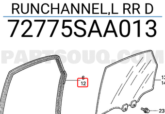 Honda 72775SAA013 RUNCHANNEL,L RR D
