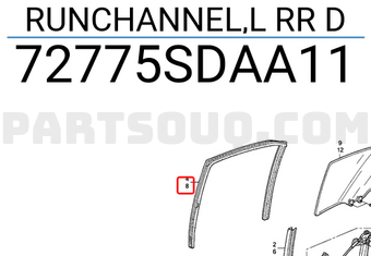 Honda 72775SDAA11 RUNCHANNEL,L RR D