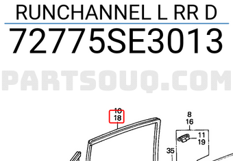 Honda 72775SE3013 RUNCHANNEL L RR D