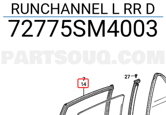 Honda 72775SM4003 RUNCHANNEL L RR D
