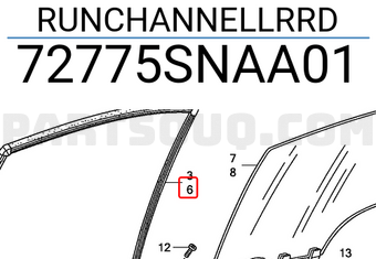 Honda 72775SNAA01 RUNCHANNELLRRD